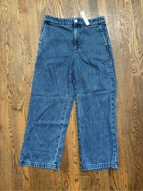 J. Crew Wide-Leg Denim Jeans in Deep Blue Wash. CROP